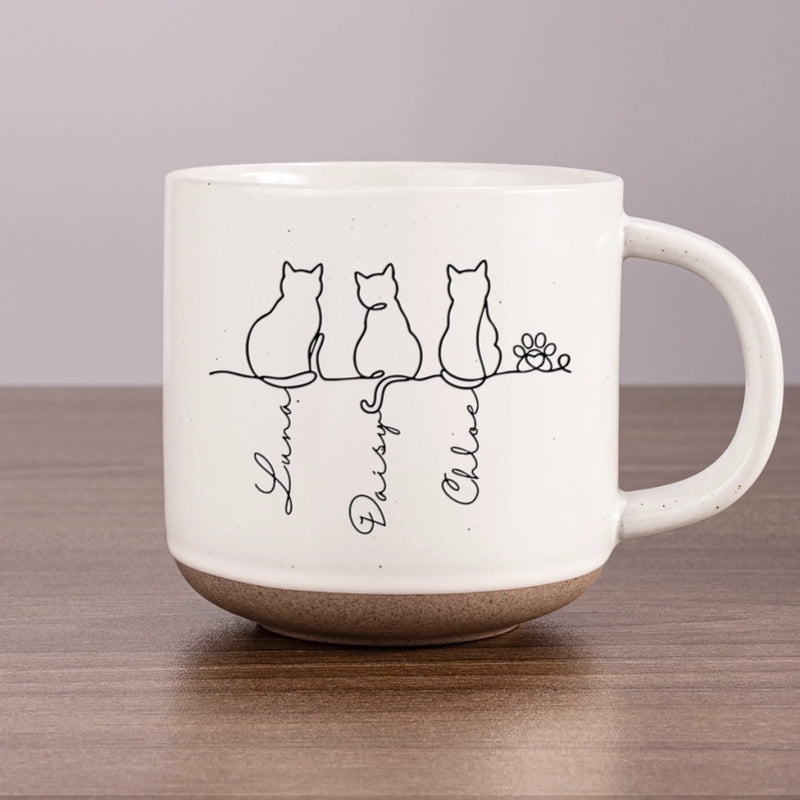 Custom Printed Pottery Mug - Personalized Pet Memorial Sympathy Gifts For Cats - Minimalist, Maximum Love