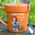 Custom Plant Pot Ceramic Mug - Personalized Garden Gifts For Gardeners, Dog Lovers, Dog Dad And Mom - Green Thumb, Golden Heart - Flower Pot Mug