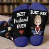 Chaussettes personnalisées - Cadeaux d'anniversaire de mariage personnalisés pour mari et femme, lui et elle - L'humain préféré de la femme