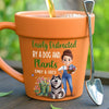 Mug en céramique personnalisé avec motif de pot de fleurs – Cadeaux de jardinage personnalisés pour jardiniers, amoureux des chiens, papa et maman de chiens – Le bonheur dans les pattes et les pétales – Mug avec motif de pot de fleurs