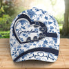 Chapeau personnalisé, casquette classique à imprimé intégral – Cadeaux d'anniversaire personnalisés pour maman et grand-mère – L'amour fleurit avec les petits-enfants