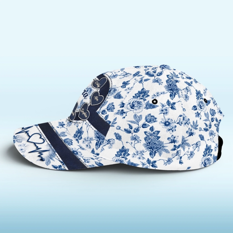 Custom Hat, All Over Print Classic Cap - Personalized Birthday Gifts For Mom, Grandma - Love Blooms With Grandkids