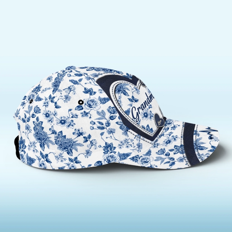 Custom Hat, All Over Print Classic Cap - Personalized Birthday Gifts For Mom, Grandma - Love Blooms With Grandkids