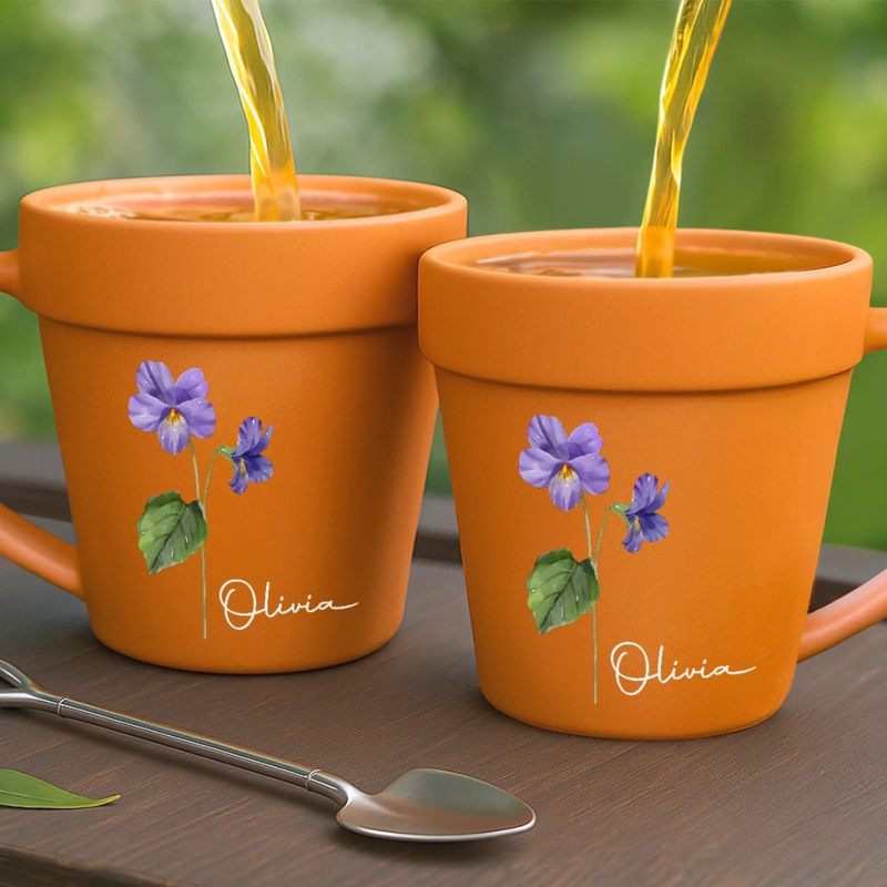 Custom Plant Pot Ceramic Mug - Personalized Garden Gifts For Gardeners, Best Friends, Family - Grow With Love - Flower Pot Mug
