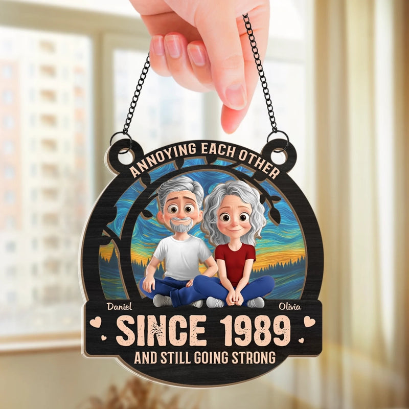 Custom Window Hanging Suncatcher Ornament - Personalized Anniversary Wedding Gifts For Husband And Wife, Him And Her - Old Love, New Jokes