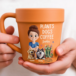 Custom Plant Pot Ceramic Mug - Personalized Garden Gifts For Gardeners, Dog Lovers - Best Buds, Best Brews - Flower Pot Mug