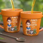 Custom Plant Pot Ceramic Mug - Personalized Garden Gifts For Gardeners, Dog Lovers - Best Buds, Best Brews - Flower Pot Mug