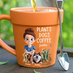Custom Plant Pot Ceramic Mug - Personalized Garden Gifts For Gardeners, Dog Lovers - Best Buds, Best Brews - Flower Pot Mug