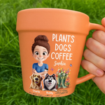 Custom Plant Pot Ceramic Mug - Personalized Garden Gifts For Gardeners, Dog Lovers - Best Buds, Best Brews - Flower Pot Mug