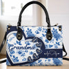 Sac à main en cuir personnalisé - Cadeaux d'anniversaire personnalisés pour maman et grand-mère - Des générations unies par un même cœur