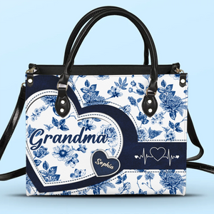 Sac à main en cuir personnalisé - Cadeaux d'anniversaire personnalisés pour maman et grand-mère - Des générations unies par un même cœur