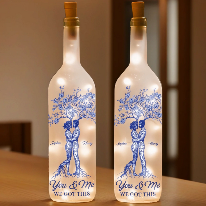 Custom Bottle Lamp - Personalized Anniversary Wedding Gifts For Husband And Wife, Him And Her - Roots Of Love Run Deep