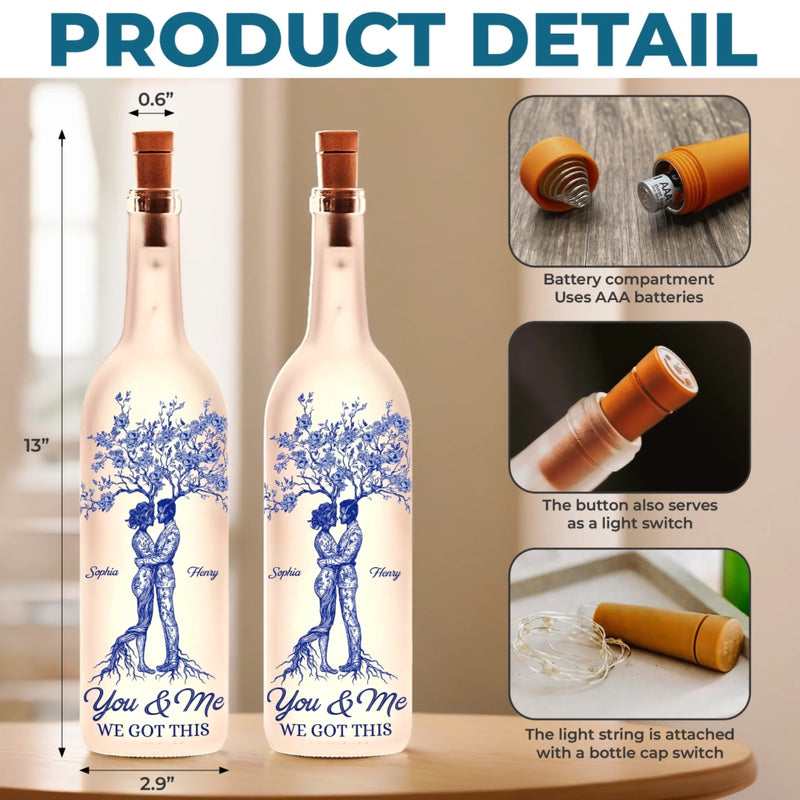 Custom Bottle Lamp - Personalized Anniversary Wedding Gifts For Husband And Wife, Him And Her - Roots Of Love Run Deep