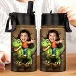 Custom Photo 3D Inflated Effect Printed Kids Water Bottle - Personalized Back To School Gifts For Kids - Roar Into Every Adventure