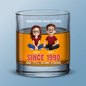 Verre à whisky personnalisé - Cadeaux d'anniversaire de mariage personnalisés pour mari et femme, lui et elle - Je t'aime, même quand tu ronfles