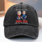 Custom Vintage Washed Denim Baseball Cap - Personalized Anniversary Wedding Gifts For Husband And Wife, Him And Her - Cheers To Forever Bickering