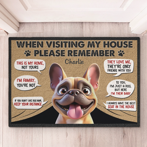 Tapis décoratif personnalisé pour la maison - Cadeaux d'anniversaire personnalisés pour les amoureux des chiens, papa et maman de chiens - Le chien approuve tous les visiteurs