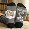Chaussettes personnalisées - Cadeaux d'anniversaire de mariage personnalisés pour mari et femme, lui et elle - Se blottir ensemble depuis