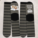 Custom Crew Socks - Personalized Anniversary Wedding Gifts For Couple - Him And Her - Snuggling Together Since