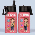 Custom 3D Inflated Effect Printed Kids Water Bottle - Personalized Back To School Gifts For Kids - Backpack Adventures Start With A Sip