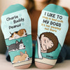 Custom Crew Socks - Personalized Birthday Gifts For Dog Lovers, Dog Dad And Mom - I Like To Stay In Bed With My Dog