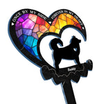 Heaven Gained A Furry Angel - Memorial Personalized Custom Stain Glass Style Acrylic Garden Stake - Sympathy Gift For Dog Lovers, Pet Owners