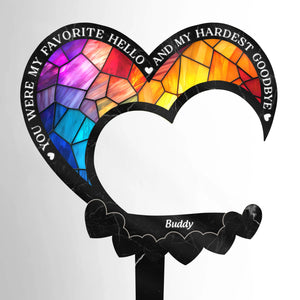 Heaven Gained A Furry Angel - Memorial Personalized Custom Stain Glass Style Acrylic Garden Stake - Sympathy Gift For Pet Owners, Pet Lovers