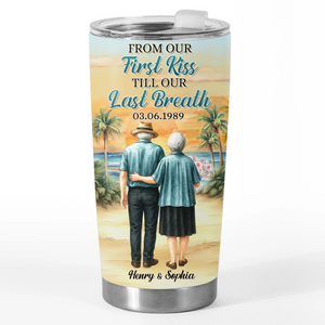 Gobelet personnalisé - Cadeaux d'anniversaire de mariage personnalisés pour mari et femme, lui et elle - Premier baiser, voyage d'amour sans fin