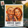Décoration de voiture en acrylique avec photo humoristique personnalisée - Cadeaux d'anniversaire de mariage personnalisés pour mari et femme, lui et elle - Conducteur prudent, amoureux heureux