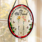 Custom Name Old Friend Friendship Gifts - Personalized Stained Glass Suncatcher