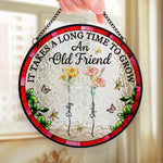 Custom Name Old Friend Friendship Gifts - Personalized Stained Glass Suncatcher