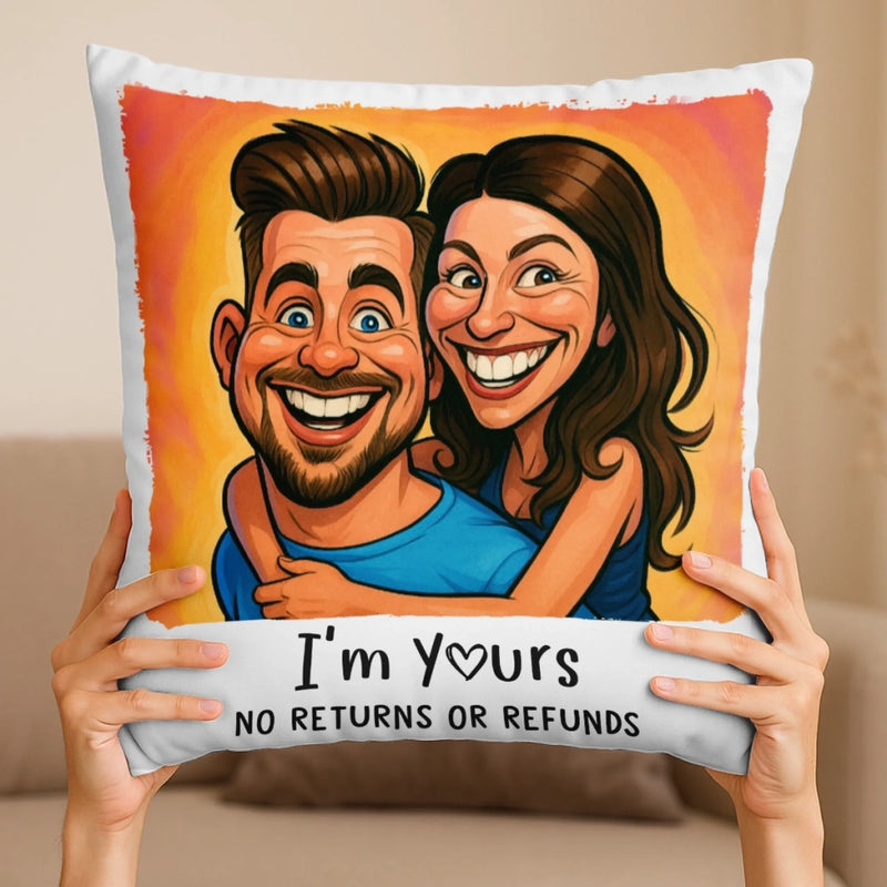 Custom Photo Funny Caricature Pillow - Personalized Anniversary Wedding Gifts For Husband And Wife, Him And Her - Together Since