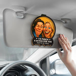 Custom Photo Funny Caricature Car Visor Clip - Personalized Best Friend Birthday Gifts For BFF, Best Friends - I'd Punch For You