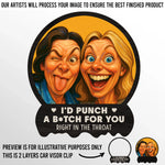 Custom Photo Funny Caricature Car Visor Clip - Personalized Best Friend Birthday Gifts For BFF, Best Friends - I'd Punch For You