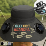 Custom Hat With Fans Solar Power - Personalized Birthday Fishing Gifts For Grandpa, Dad, Fisherman - Reel Cool Grandpa