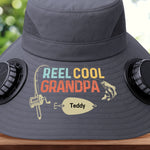 Custom Hat With Fans Solar Power - Personalized Birthday Fishing Gifts For Grandpa, Dad, Fisherman - Reel Cool Grandpa