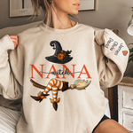 Custom Unisex Sweatshirt, Hoodie With Design On Sleeve - Personalized Halloween Birthday Gifts For Grandma, Mom - Bewitching Fun With Witchy Nana