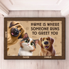 Tapis décoratif personnalisé pour la maison - Cadeaux d'anniversaire personnalisés pour les amoureux des chiens et des chats, les papas et les mamans de chiens, les propriétaires de chats - La maison est là où se trouve la patte