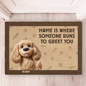 Tapis décoratif personnalisé pour la maison - Cadeaux d'anniversaire personnalisés pour les amoureux des chiens et des chats, les papas et les mamans de chiens, les propriétaires de chats - La maison est là où se trouve la patte