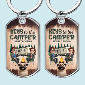 Porte-clés personnalisé - Cadeaux d'anniversaire camping personnalisés pour mari et femme, amoureux des chiens et des chats - Camper Vibes Only