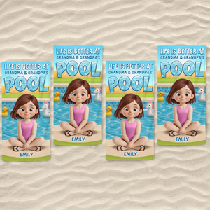 Serviette de plage personnalisée – Cadeaux de vacances et de voyage personnalisés pour la famille et les enfants – Jours ensoleillés, vagues joyeuses