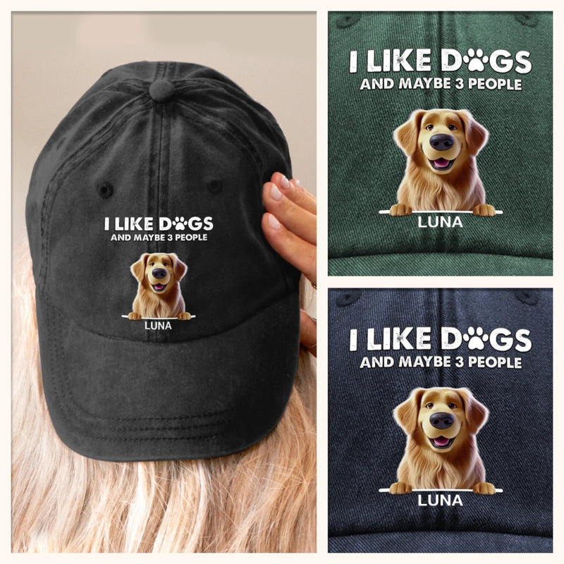 Custom Vintage Washed Denim Baseball Cap - Personalized Birthday Gifts For Dog Lovers, Dog Dad And Mom - Dog Dad Squad