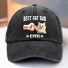 Custom Vintage Washed Denim Baseball Cap - Personalized Birthday Gifts For Cat Lovers, Cat Mom And Dad - My Kid Has Paws