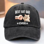 Custom Vintage Washed Denim Baseball Cap - Personalized Birthday Gifts For Cat Lovers, Cat Mom And Dad - My Kid Has Paws