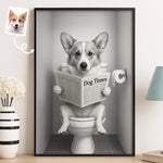 Custom Photo Bathroom Vertical Poster - Personalized  Birthday Gifts For Dog Cat Lovers, Dog Dad And Mom, Cat Owners - Do Not Disturb, I’m Reading The Dog Times