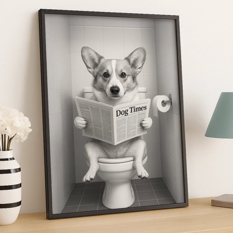 Custom Photo Bathroom Vertical Poster - Personalized  Birthday Gifts For Dog Cat Lovers, Dog Dad And Mom, Cat Owners - Do Not Disturb, I’m Reading The Dog Times