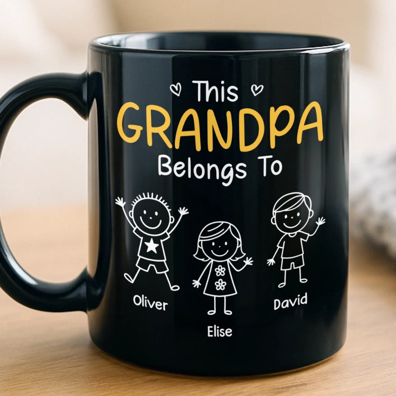 Custom Black Mug - Personalized Birthday Gifts For Dad, Grandpa - Grandkids Make Life Grand