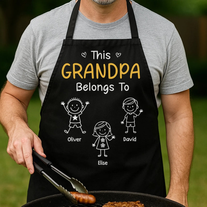 Custom Apron - Personalized Birthday Gifts For Dad, Grandpa - This Grandpa Loves His Crew