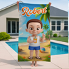 Serviette de plage personnalisée - Cadeaux de vacances et de voyage personnalisés pour la famille et les enfants - Pool Party Pro