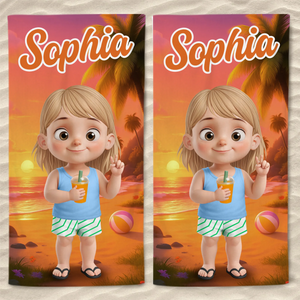 Serviette de plage personnalisée - Cadeaux de vacances et de voyage personnalisés pour la famille et les enfants - Pool Party Pro
